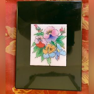 Address Book with Hand-Painted Porcelain Floral Inset.